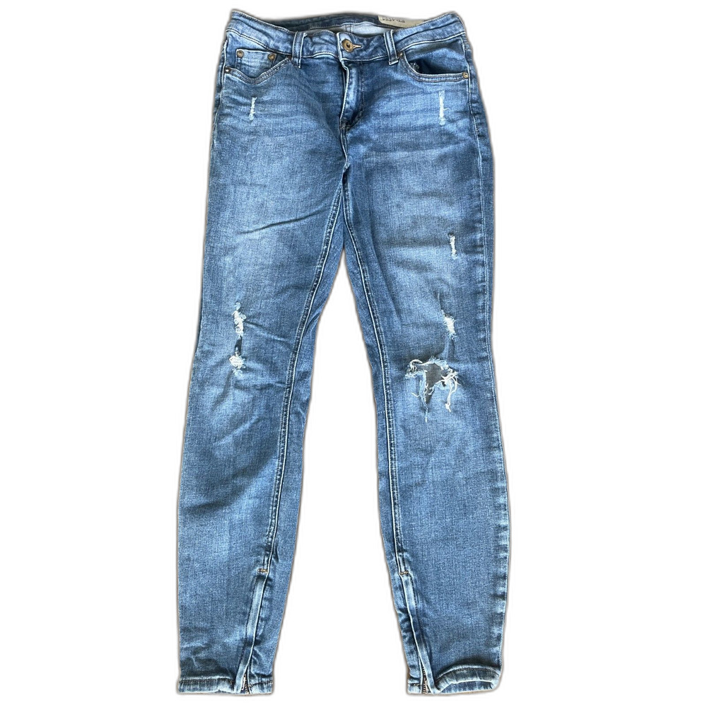 Pistola Distressed Skinny Jeans Size 28 Medium Wash Ankle Zip Stretch Denim